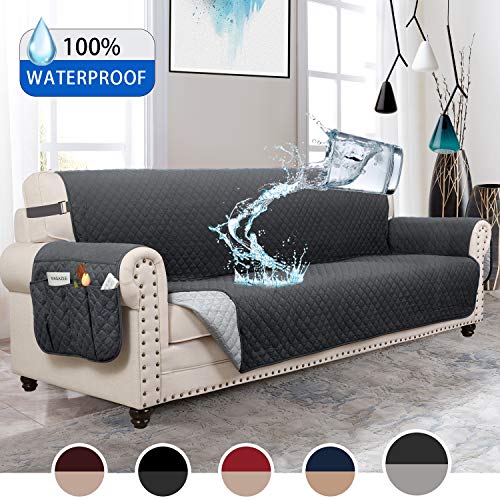 MOYMO Reversible Oversized Sofa Cover,Waterproof Sofa Slipover with Pockets, Couch Covers for 5
