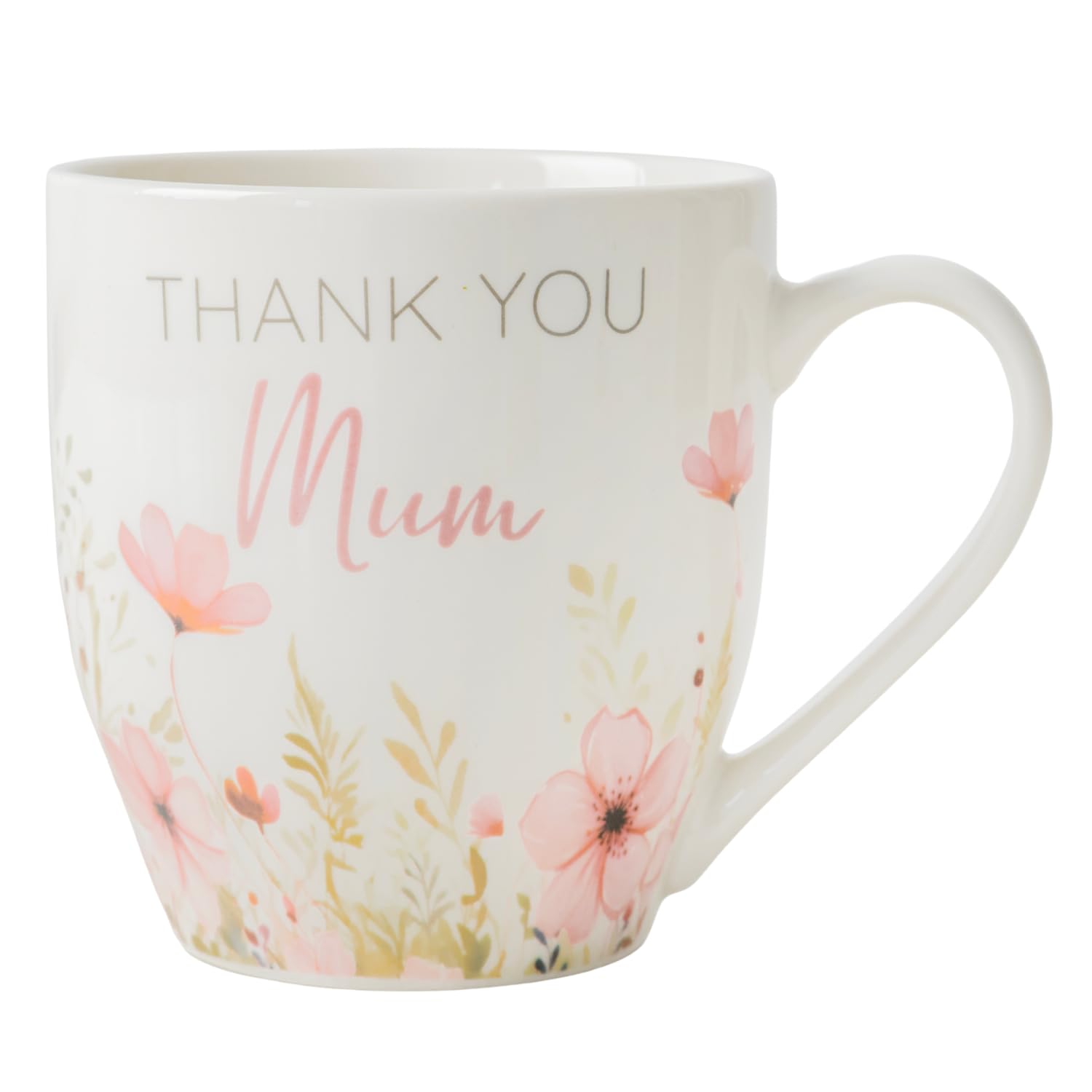 FabFinds Hugga Mug with Initials Classic Black and White Ceramic Large Gift Coffee Cups 500ml (H11cm X W11cm) (Approx.) (Thank You Mum)
