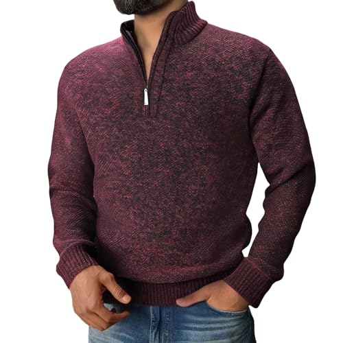 evzosrz Quarter Zip Pullover Men Winter Warm Sweater Long Sleeve Knitted Stand Collar Sweatshirt Polo Sweaters Fashion Casual