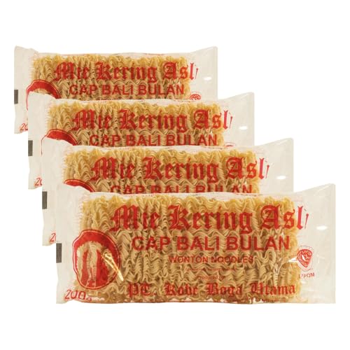 Bali Bulan Wonton Noodles Mie Kering Asli 200 g (Paquete de 4)