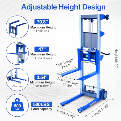 Elevador manual de materiales con capacidad 500 lbs y 70" altura miniatura 2