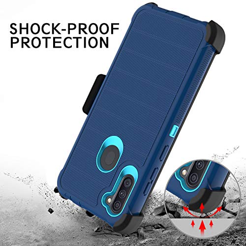 Leptech For Galaxy A11 Case With Soft Tpu Screen Protector, [Holster Series] Full Body Heavy Duty Armor Protective Phone Cover With Kickstand Belt Clip Case For Samsung Galaxy A11 (Navy) #TOP7