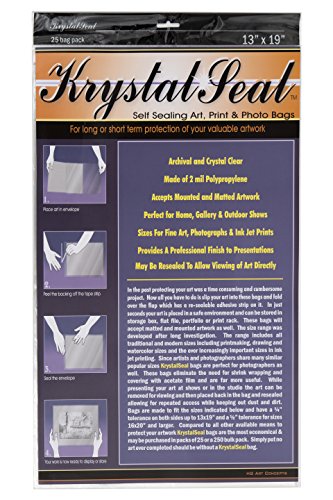 Image of Creative Mark Krystal Seal ATC Art and Photo Bags - Archival Polyethylene Sealing Bags for Paintings, Artwork and Photo Storage - 13 x 19- Pack of 25