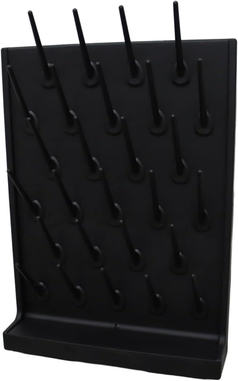 INTSUPERMAI Wall Desk Drying Rack Lab Glassware Rack Lab Glass Drying Rack Cleaning Frame Lab Supply Cleaning Equipment Black Color 27 Pegs
