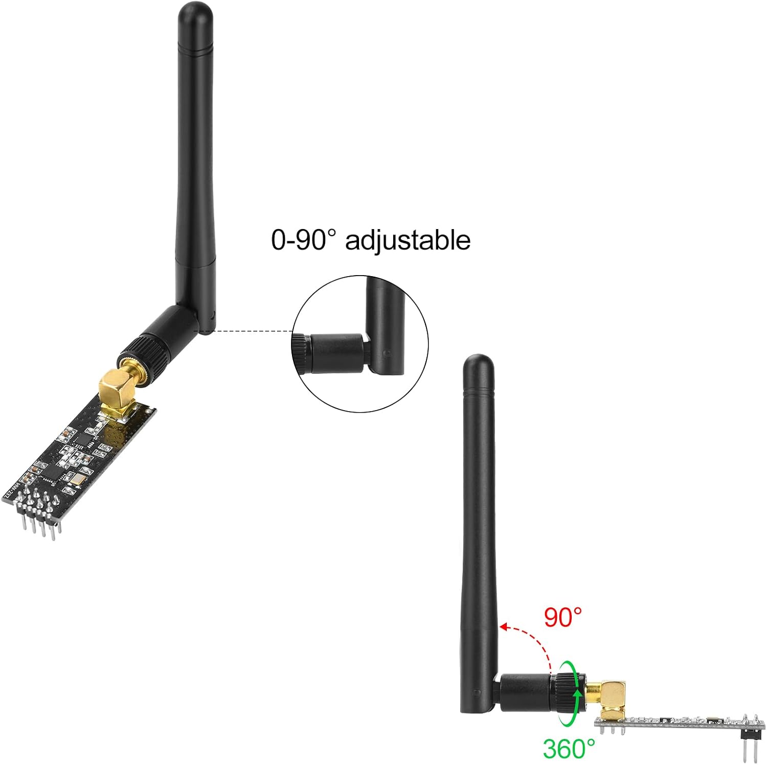 Aideepen 3PCS NRF24L01+PA+LNA Module with SMA 2.4 GHz 1100m+3PCS nrf24 8 Pin Socket Breakout Adapters Compatible