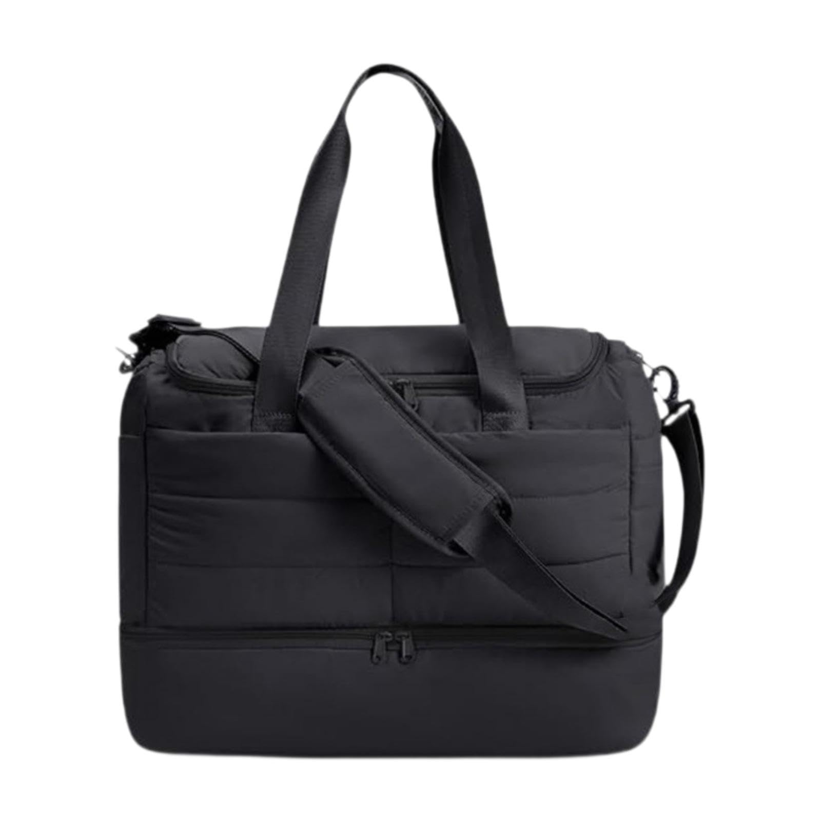 Borsa da Viaggio Donna Borsa Fitness Bag Multitasche Borsone Sportivo Scomparto Scarpe Ventilato Poliestere Impermeabile Adatta per Lavoro Palestra, Nero