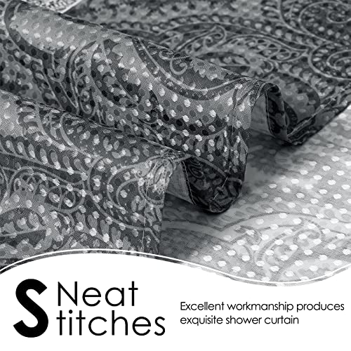 Grey Shower Curtain Moroccan Grey And White Paisley Boho Shower Curtain With Hooks Elegant Shower Curtain Bathroom Shower Curtains Hotel Water Repellent Shower Curtain Liner 72X72 Inch #TOP3