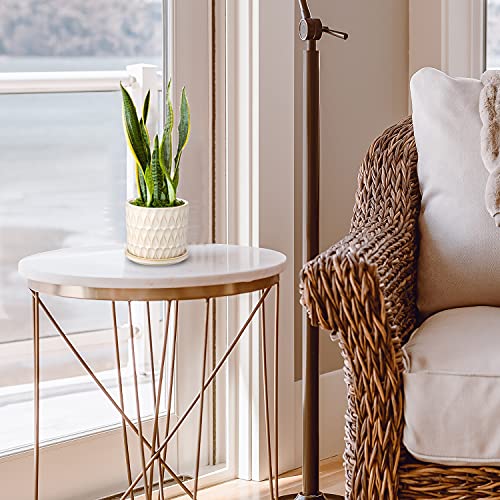 White Ceramic Plant Pots For Indoor Plants 4.5"+ 5.5" Small Succulent Pots With Attached Saucers Cylinder Ceramic Planters Set Of 2 Indoor Orchid Flower Pots For Snake Plants Herb Houseplant #TOP1