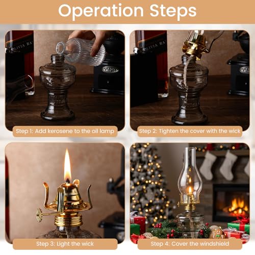 Image of 2 Pcs Oil Lamps for Indoor Use, Hurricane Kerosene Lamp, Grey