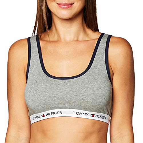 Tommy Hilfiger Women's Classic Cotton Lounge Scoop Back Bralette, Heather Grey, Xl #TOP6