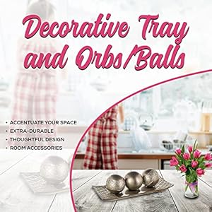 Homeroots tray and orbs balls centerpiece table decorations home decor decorative accents balls for living room coffee and dining table decor set of 3 silver decor  urban country home decor