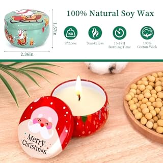 Bougies de Noël parfumées, cadeaux de Noël pour femmes et hommes, 9 bougies parfumées en cire de soja naturelle dans un verre, pour l'aromathérapie - Petites bougies parfumées pour collègues, maman