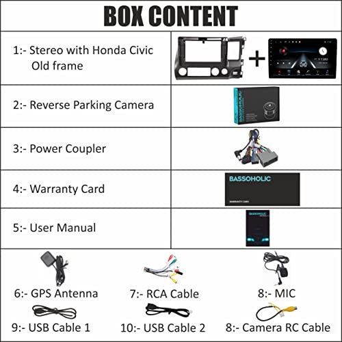 Image of 10 Inches Advanced Car Radio Receiver Android System for Honda Old Civic with 2GB /16GB RAM & ROM, Gorilla Glass /Full HD Display /WiFi /GPS /SWC and HD Parking Camera CP