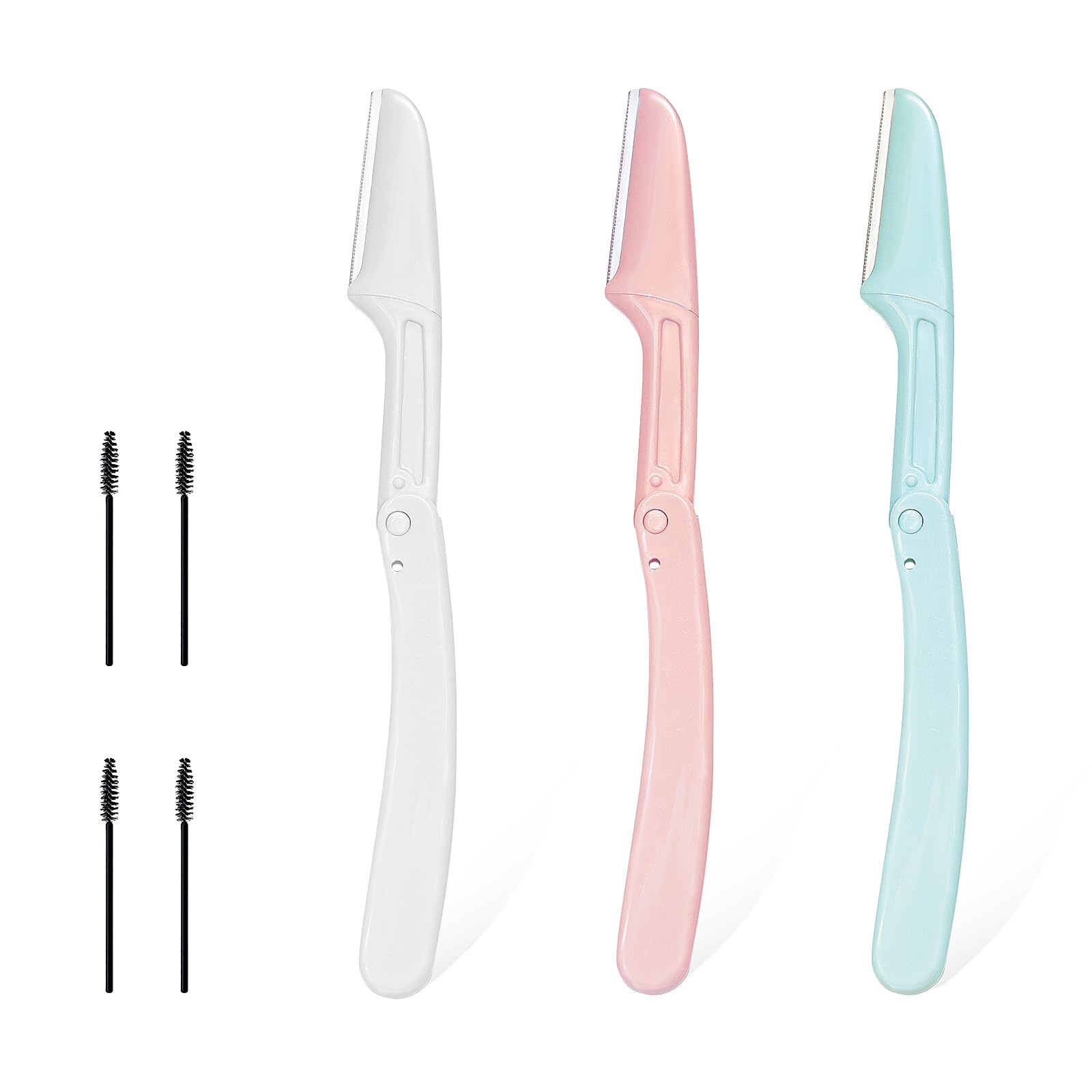 7pcs Dermaplaning Dlades for Face, Eyebrow Razor with Eyelash Brush, Foldable Face Razors for Women, Facial Hair Peach Fuzz Remover Women