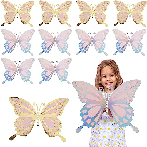 12 unidades grandes decorações de borboletas em 3D, decoração de parede de borboletas em 3D com 50 unidades autocolantes de pérolas decoração de parede de borboleta gigante para aniversários Baby