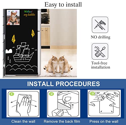 Laepow 2 Pcs Magnetic Chalkboard Contact Paper 40" X 18" Self Adhesive Chalk Board Wallpaper With 12 Color Chalk And 53 Magnetic Letters For Kids, Alternative To Magnetic Chalkboard Paint #TOP5