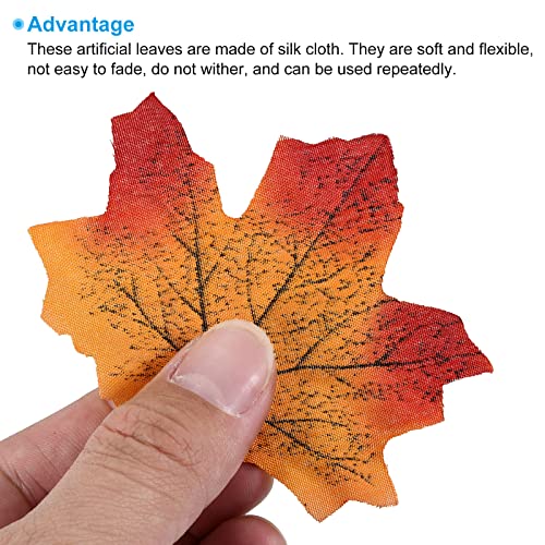 PATIKIL Artificial Leaves, 500 Pcs Fall Maple Autumn Fake Leaf for Wedding Party Thanksgiving Halloween Decoration, Orange - Image 4