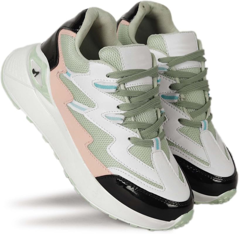 K- FOOTLANCE Womens Mesh Sports Shoes/Walking Sneakers for Women & Girls/Trending Stylish Sneakers Walking Shoes for Girls Green (B0D2CV9Y8F) Amazon Price History, Amazon Price Tracker