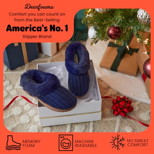Image of Dearfoams Women's Memory Foam Cozy Soft House Slippers Gifts for Women Hannah Knit Clog House Shoes