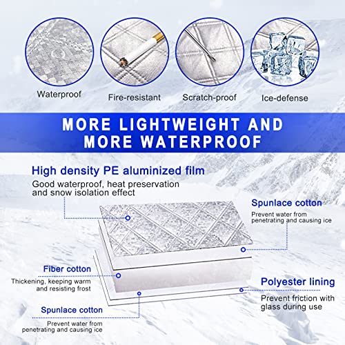 Image of Miytsya Windshield Snow Ice Cover Winter Frost Cover for Car Wind-Proof Magnetic Edge Keeps Ice Snow Frost Off Fits Most Vehicle Silver #4 (57 inch*47 inch)
