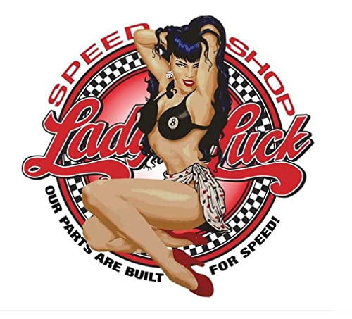 hotrodspirit - Sticker Extra Fin pin up pin up Speed Shop Lady Luck Sexy Autocollant Garage