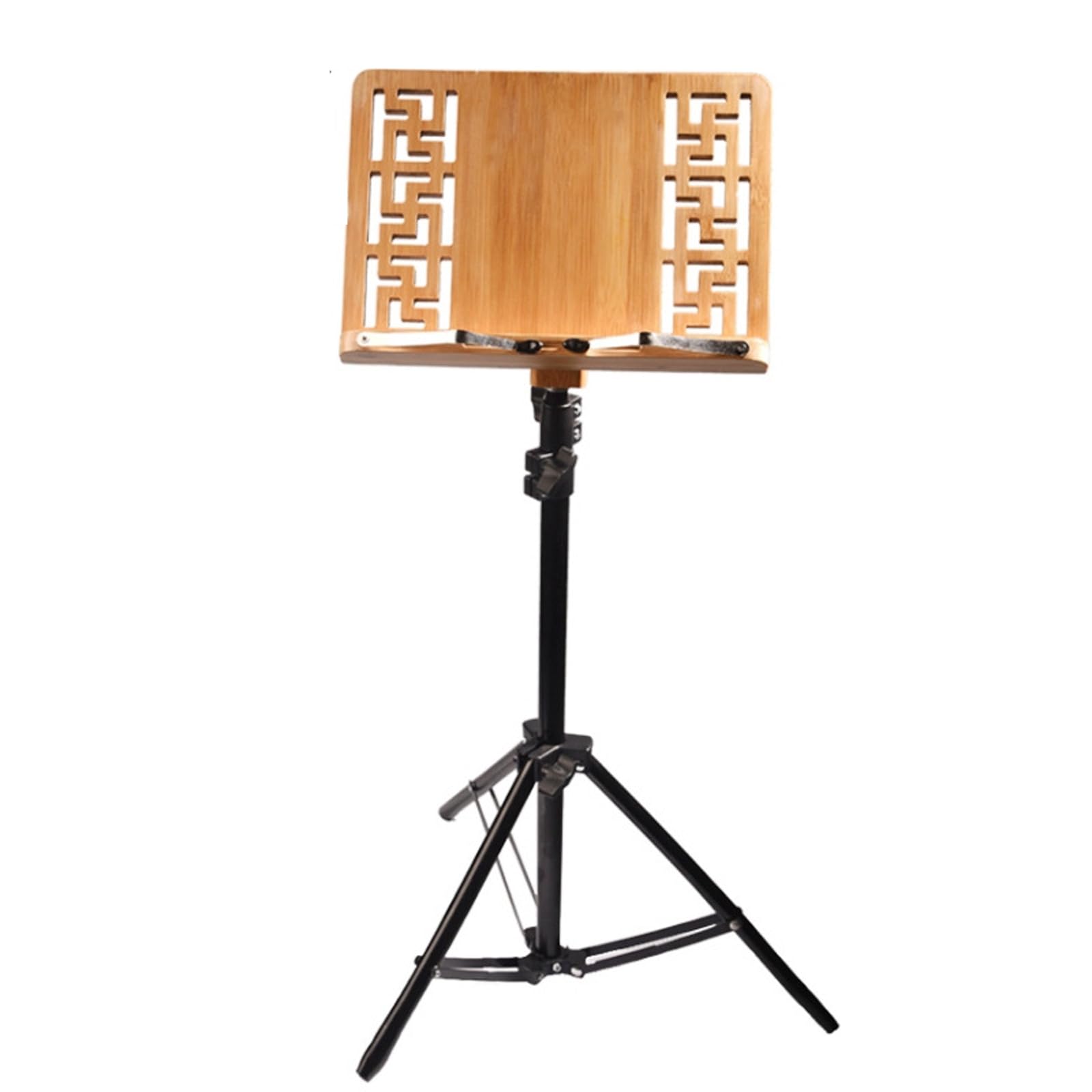 Buhelyc Dual-Use-NotenstäNder aus Holz, Orchesterpult Tragbar mit Tragetasche, HöHenverstellbar, NatüRlicher Bambus, Stabil, NotenstäNder für Gitarre/Violine, Auch Zum Lesen Am Schreibtisch Geeignet