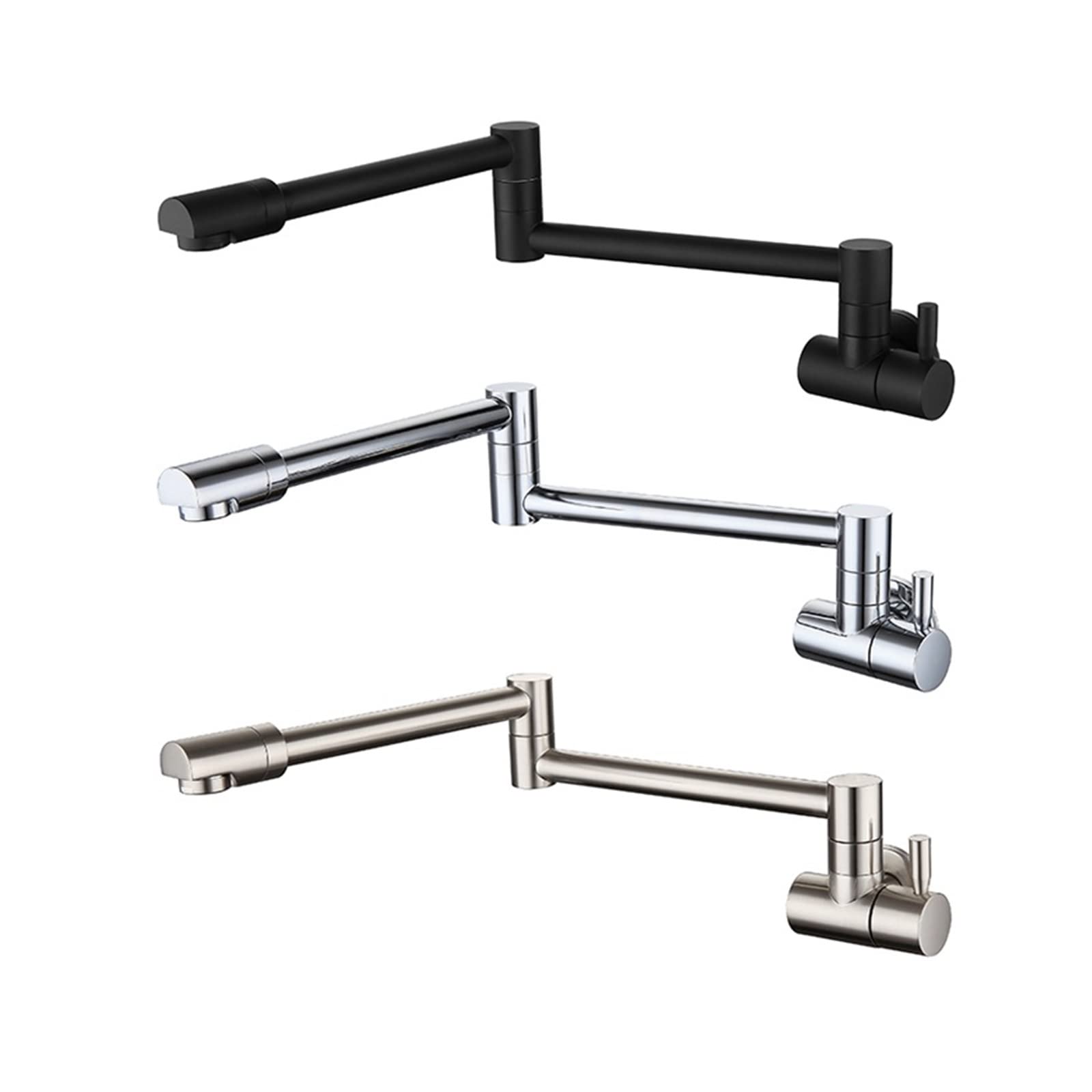 Robinet de cuisine mural pliable evier noir chrome B