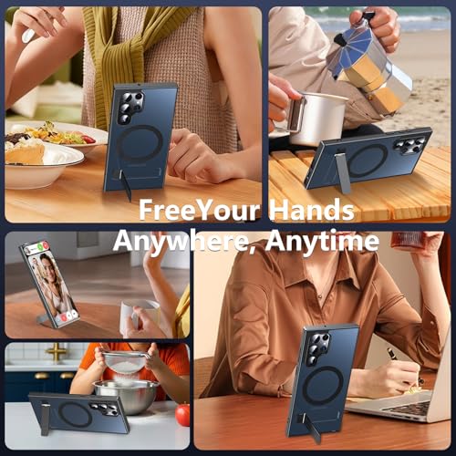 OWKEY for Samsung Galaxy S22 Ultra Case with Stand, Compatible with MagSafe, Magnetic Phone Case Military-Grade Protection Shockproof Matte Cover for Samsung Galaxy S22 Ultra 5G (Black) - image 7