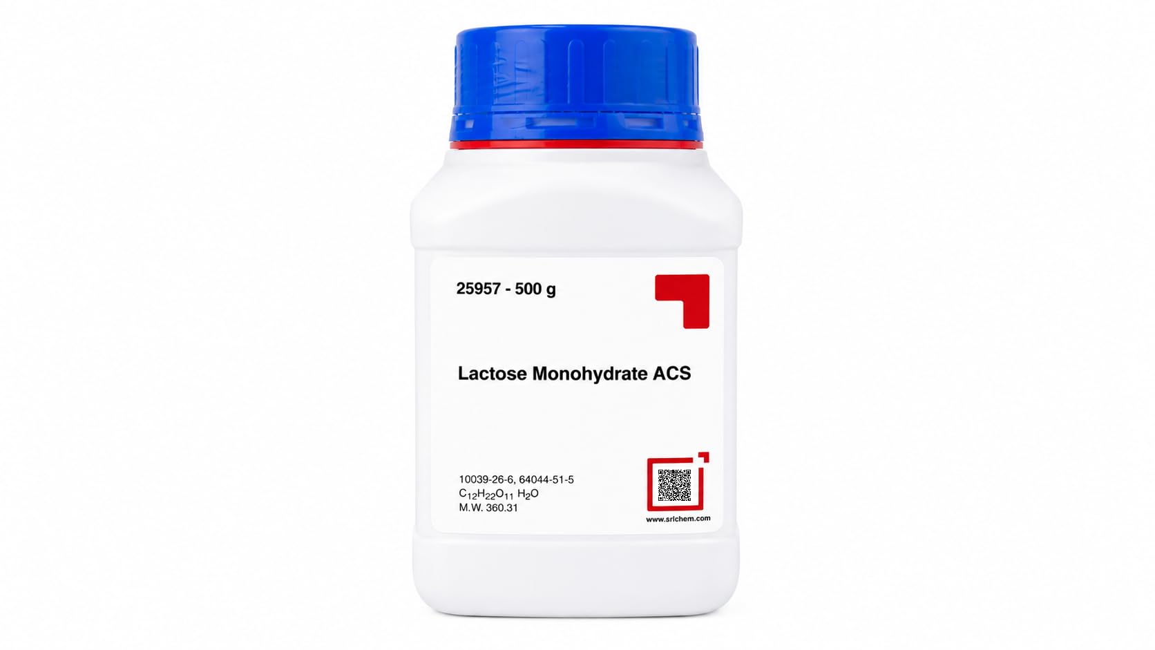 SRL Lactose Monohydrate ACS, 500GM Powder, CAS: 10039-26-6, 64044-51-5,Molecular Formula: C12H22O11.H2O, Storage: Room Temperature, Shelf Life: 60 Months for laboratory use-image-27