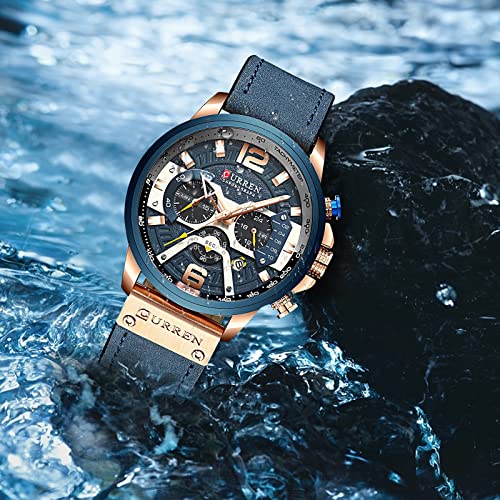 Fanmis CR 8329 Mens Luxury Watches Business Chronograph Dress Waterproof Leather Strap Analog Quartz Wrist Watch thumb #2
