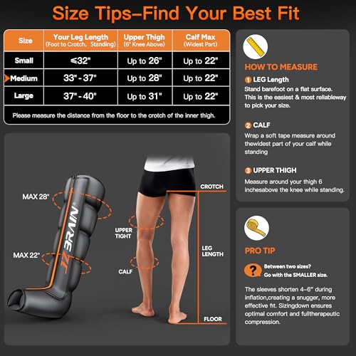 Botas de compresión JZBRAIN para piernas completas, masajeador de compresión para circulación | Sistema secuencial de recuperación para alivio de fatiga, 6 intensidades, 6 modos, 3 temporizadores, ideal para atletas, corredores y gimnasio miniatura 4