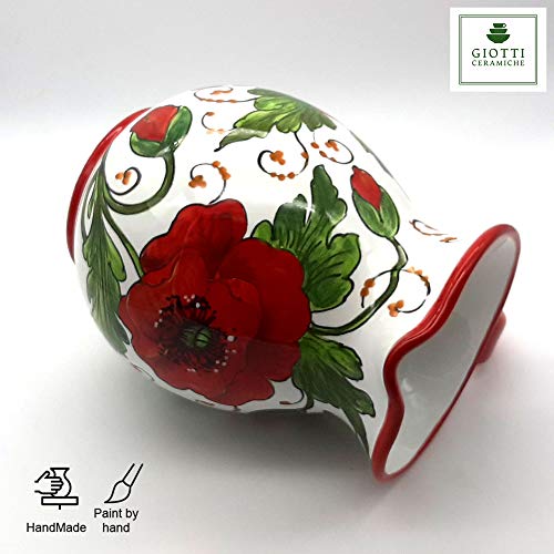 Italian Ceramic Pitcher Poppies - 33 oz Hand Painted Utensil Holder Or Carafe Design for Kitchen - Made in ITALY Tuscany - Italian Pottery Vase Jar for Wine - Home Decor Ceramics Dispenser4