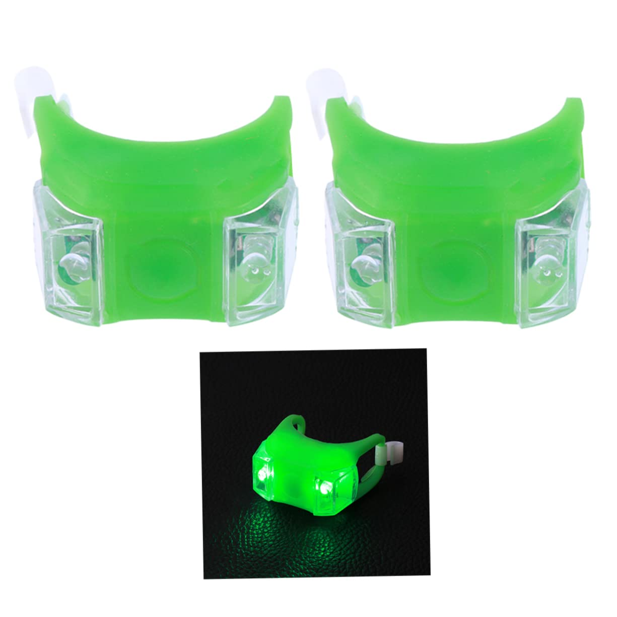 Holibanna 2Pcs LED Bike Rear Light Tail Lamp with Soft Silicone Shell High Brightness Cycling Safety Alien Design for Night Riding Green