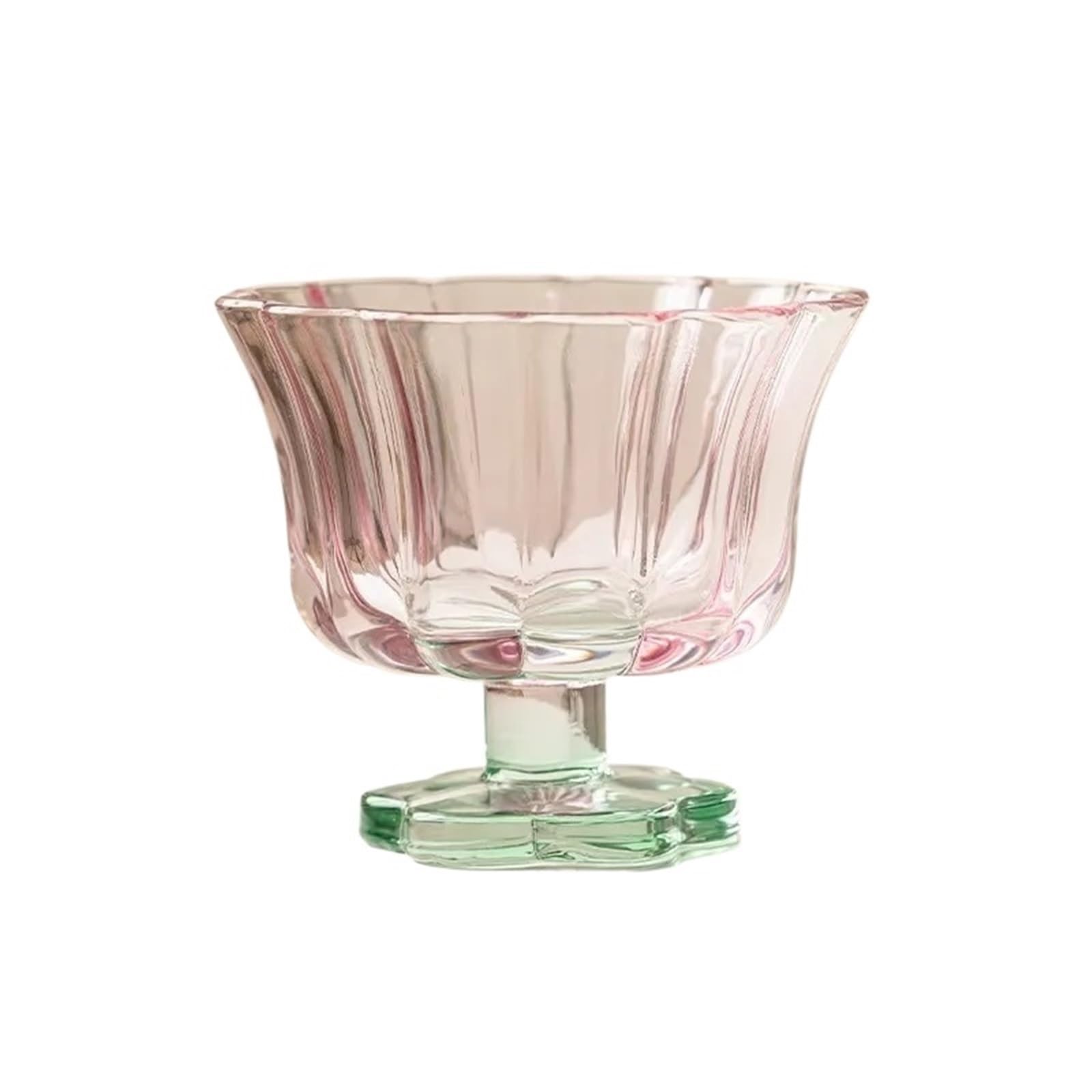 Coppe Gelato 2 Pezzi di Vetro a Forma di Fiore Tazza di Yogurt dal Piede Alto Tazza da Dessert Tazze di Bevande al Latte Tazze di Gelato Tazze di Acqua Carine for la casa per Dessert(Pink)