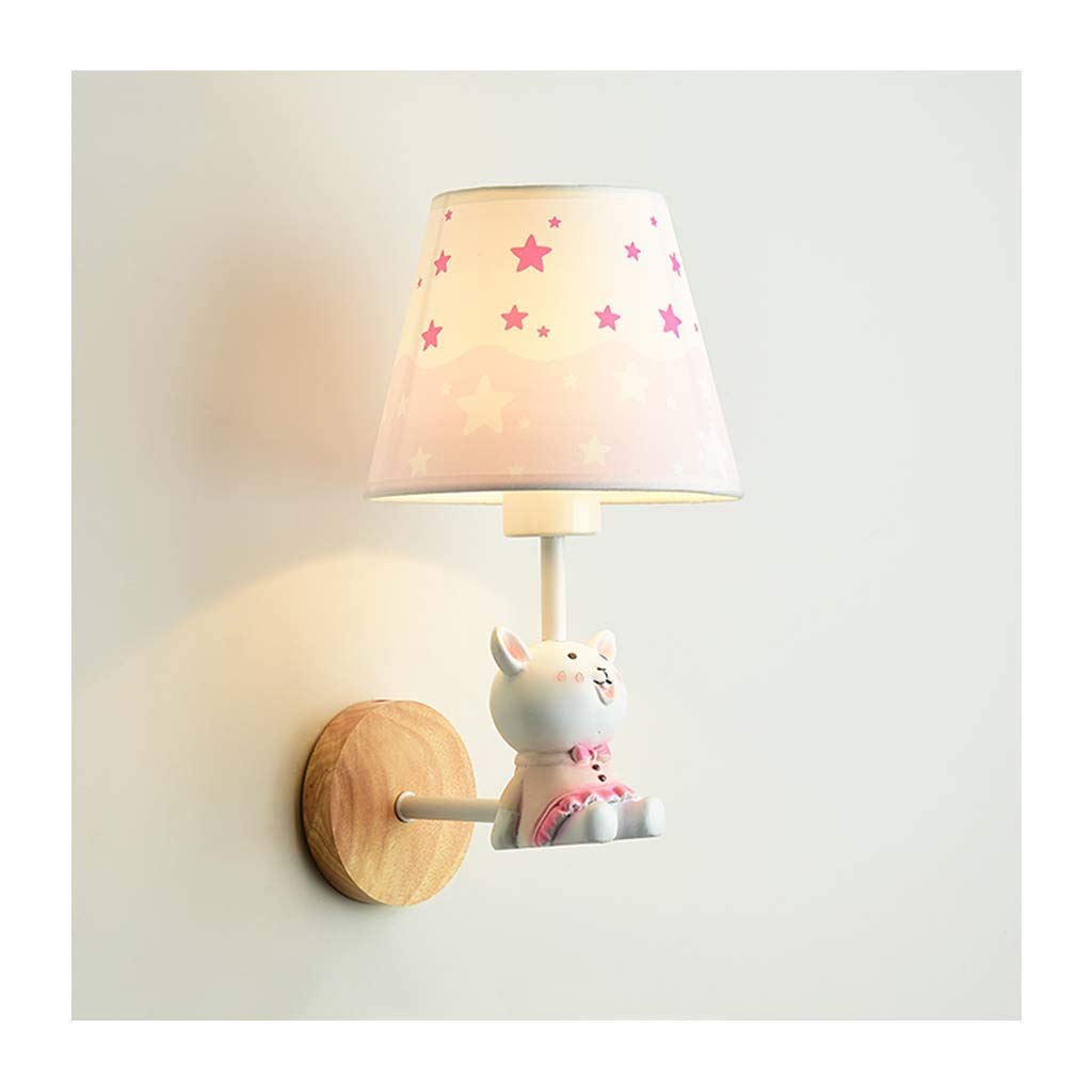 SCONCE LIGHT Wall Lamp - Cartoon Animal Decor Wall Light，E27 Iron Art Fabric Lampshade Night Light，Living Room Child Bedroom Bedside Study (Color : E)