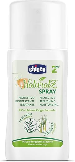 CHICCO NaturalZ - Spray protector de 100 ml, protección natural durante la temporada de verano, con citronela y eucalipto, protección día y noche