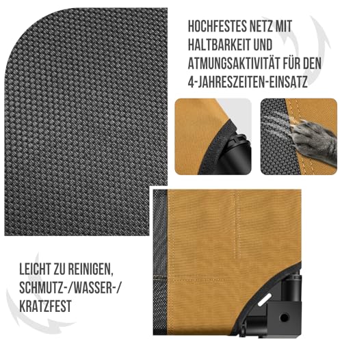 OneTigris Hundeliege, Erhöhtes Hundebett 130x91 cm Höhe 23cm, Einfache Montage Atmungsaktiv Dauerhaft Einfach zu Reinigen Haustier Bett Geeignet für Innen, Hof, Außen - Braun L