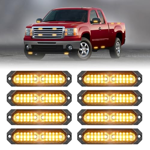 HLauto 1200T Emergency Strobe Grille Lights: 8pcs 12 LED Sync