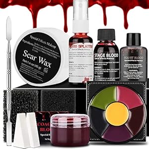Trauma SFX Makeup Kit,Halloween Professional Special Effects Makeup Kit,All-In-One FX Prosthetics Makeup Effects,Scar Wax,Bruise Wheel,Fake Bloods Set For Halloween,Christmas Gift,Pro Cosplay
