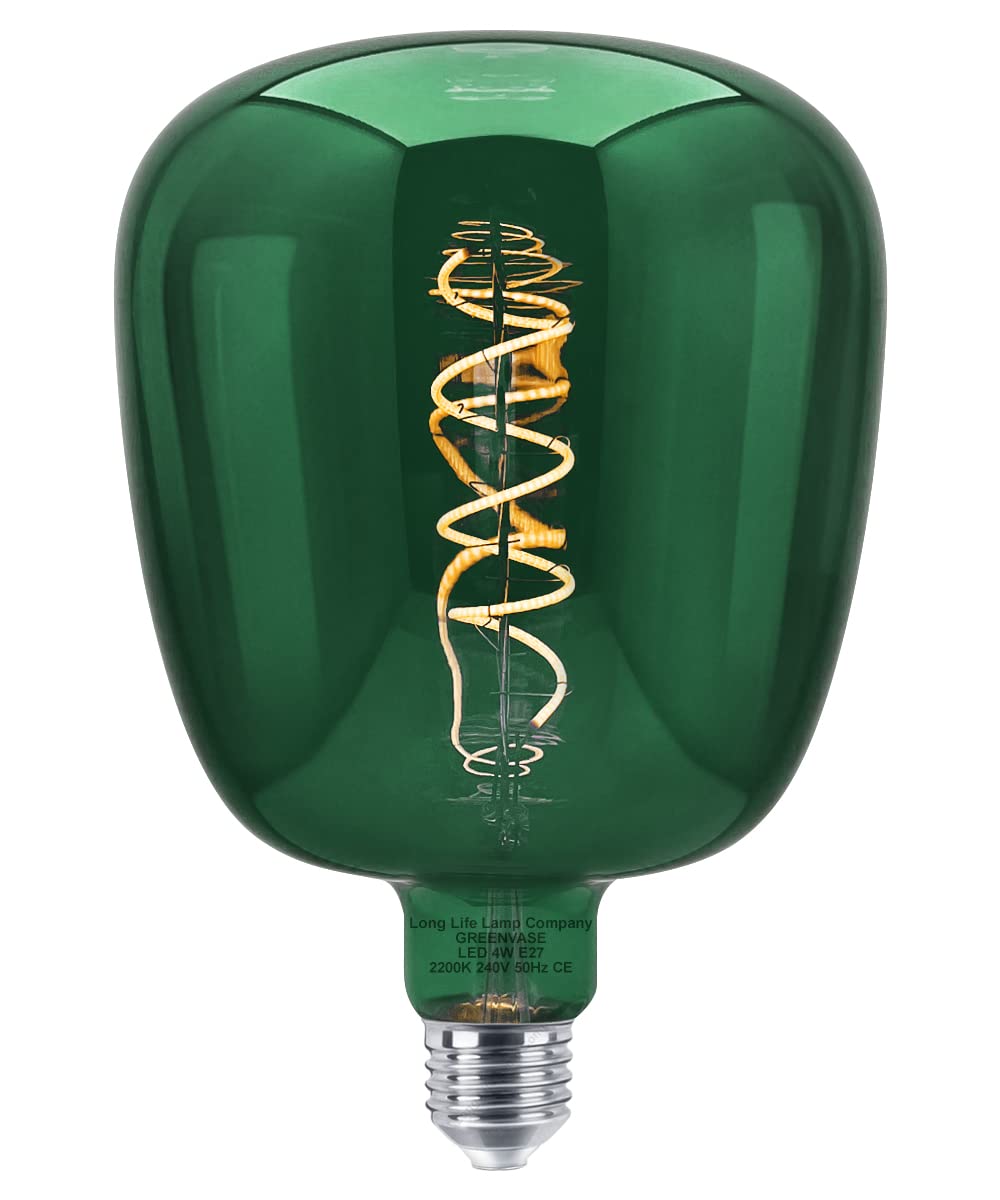4w Coil LED Filament Light Bulb E27 Green Mirror Glass Decorative for Bar, Cafe, Home, Restaurant, Pendant Light, Wall Lamp GREENVASE