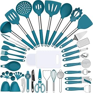 Silicone Kitchen Utensils Set, Umite Chef 43 pcs Silicone Cooking Utensils Set for Nonstick Cookware, Kitchen Tools Set-Silicone Utensil for Cooking Set Kitchen Set for Home Kitchen Accessories Set