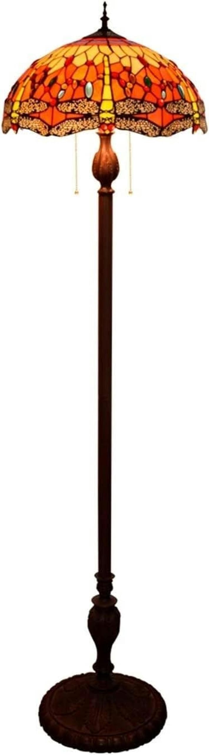 IUokLU Tiffany-Style StandLamp Tiffany-Style 16-" Tiffany-Style Luxurious Orange Dragonfly Light Stained Glass Floor Retro Lamp for Studym Room Decoration