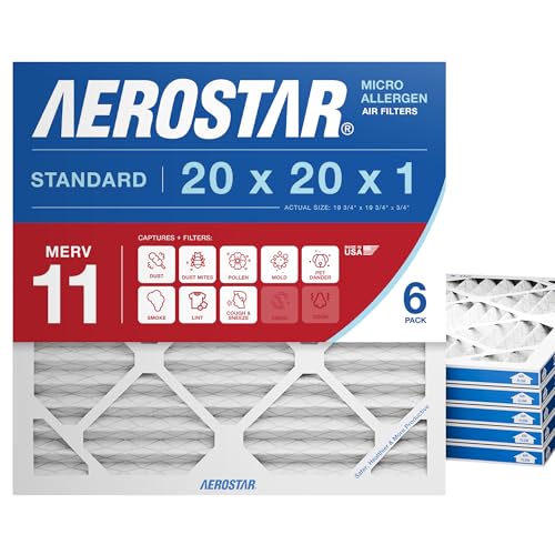 Aerostar 20x20x1 MERV 11 Air Filter, 6 Count,...