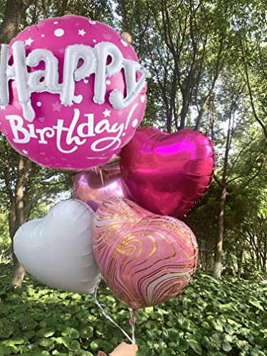 Image of 36inch Hot Pink Happy Birthday Foil Balloons Decorations for Birthday Party Decorations Princess Girl Birthday