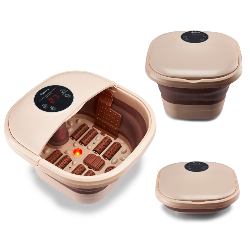 Lifelong LLM378 Electric Foldable Foot Spa Massager with 8 Manual Massage Rollers, Digital Panel & Water Heating Technology for Pain Relief| Pedicure Machine| Foot Massager (1 Year Warranty, Brown) (B09K7S35V6) Amazon Price History, Amazon Price Tracker