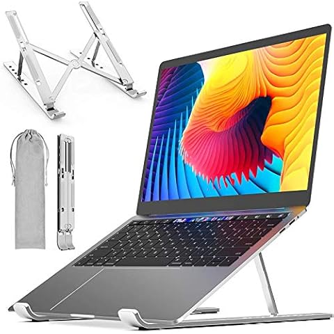 DYZI Laptop Stand-Ventilated Aluminium Laptop Holder for Macbook,Notebook,iPad-Adjustable Lightweight Cooling Stand compatible with Dell XPS,HP,Samsung,Lenovo, 10-15.6" Laptop or Tablet Cover