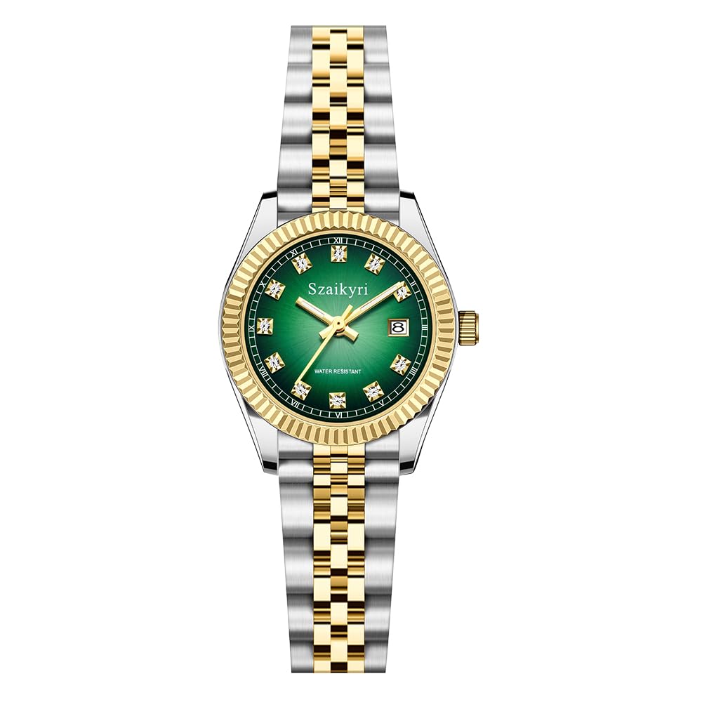 Classic Watch for Women with Solid Stainless Steel Band and Calendar Water Resistant