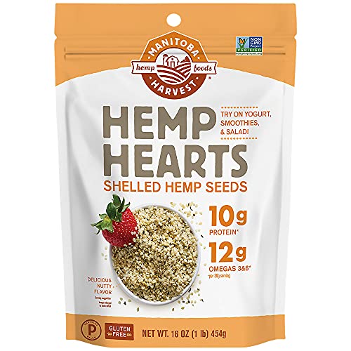 Manitoba Harvest Hemp Hearts Raw Shelled Hemp Seeds, 1lb; with 10g Protein & 12g Omegas per Serving, Non-GMO, Gluten Free - Packaging May Vary