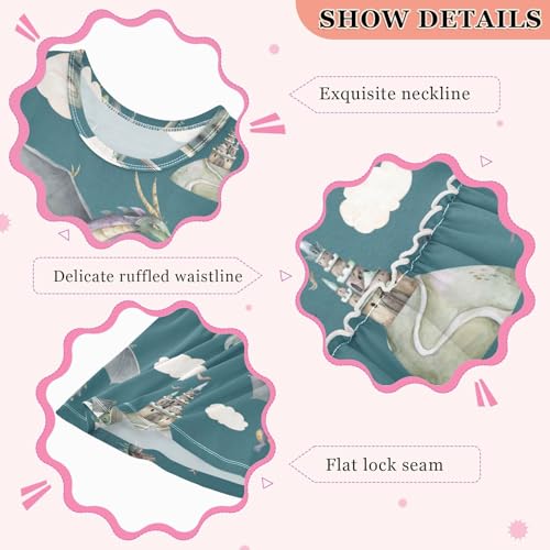 ZZKKO Cute Snake Botanical Girls Dresses Casual Toddler Summer Dresses Outfits for Little Kids 2T-8Y3