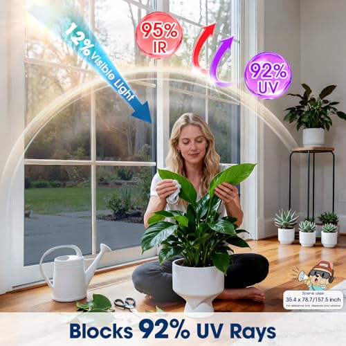 Image of Coavas One Way Privacy Window Film, Sun Blocking Reflective Window Film See Out Not in, Heat Control Window Tint for Home, Anti UV Static Cling for Windows Office Door (Black, 17.5 Inch X 13.1 Feet)